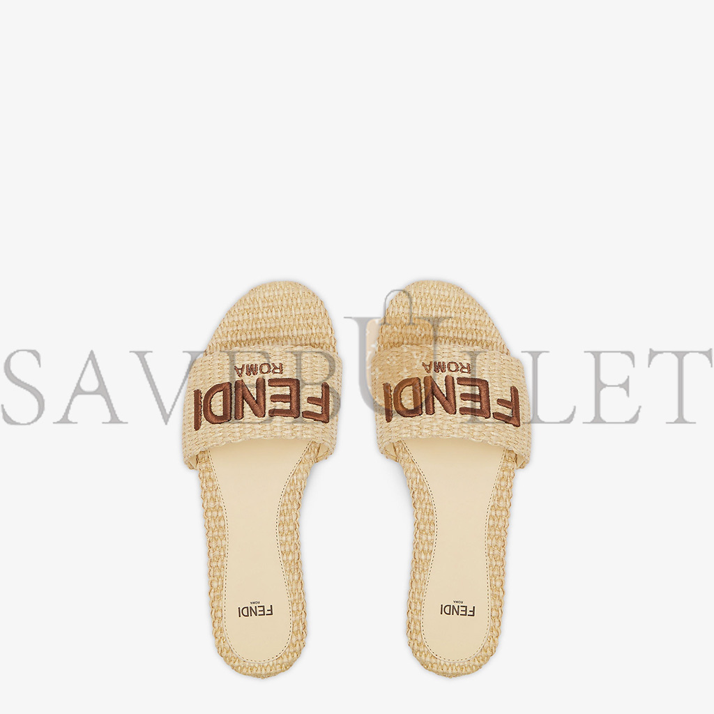 FENDI SIGNATURE NATURAL RAFFIA SLIDES 8R8092AORGF1P8S FENDI SIGNATURE NATURAL RAFFIA SLIDES 8R8092AORGF1P8S